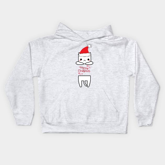 Santa Kitty Christmas Kids Hoodie by TeesFashion